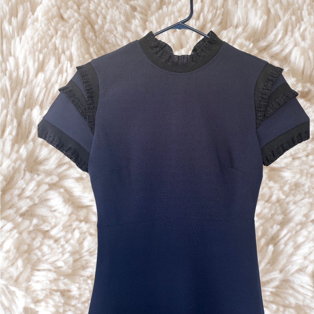 Sandro Navy and Black Mini Dress - Picture 4 of 8